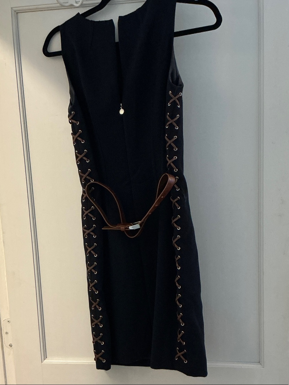 Michael Kors Black Lace-Up Side Maxi Dress Sleeveless Grommet Detail